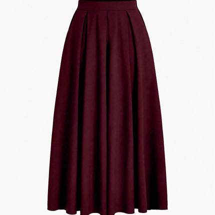 Women'S Solid Color Long Skirt | Casual High-Waist A-Line Skirt with Flowy Design for All Seasons