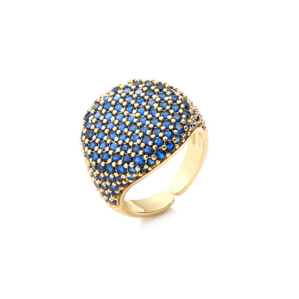 Full-diamond Round Open Geometric Zircon Ring