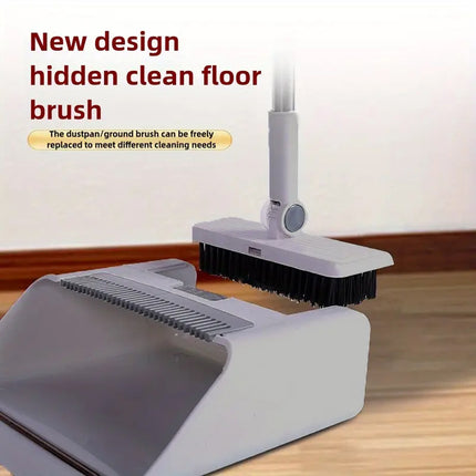 4-in-1 Multifunctional Broom and Dustpan Combo with Squeegee & Brush Attachments