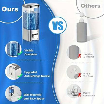 Wall-Mounted Soap Dispenser, 500 Ml Bathroom Shower Pump Dispenser, Manual Press Lotion Shower Soap