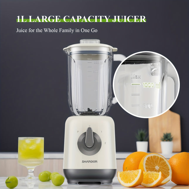 Juicer Blender 700W Fruit and Vegetable Blender Smoothie Maker with 6 Stainless Steel Blades, 1L