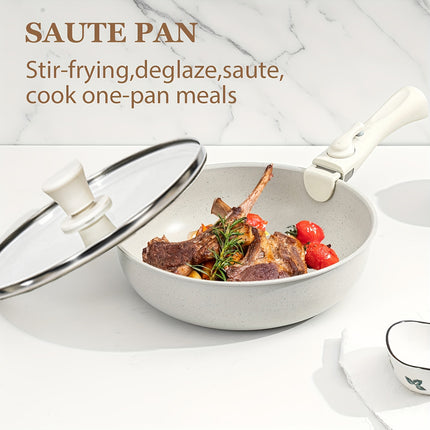 15pcs Non-Stick Cookware Set with Detachable Handles