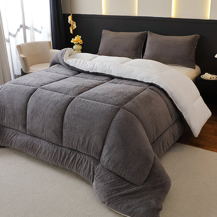 1pc Ultra-Soft Reverse Winter Quilt - Thickened Plush Milk Fleece All-Season Comforter