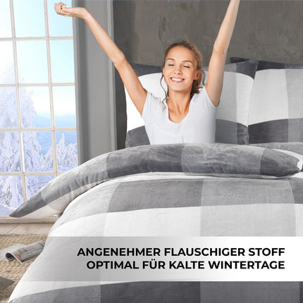4pcs Plush 2X Bedding Set 135X200 Cm - Cashmere-Touch Winter Fleece, 2X Pillowcase