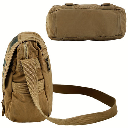 Camping Canvas Satchel Messenger Bag, Vintage Style Casual Travel Crossbody Bag