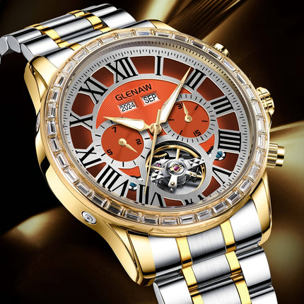 Men'S Automatic Watch, Roman Graduated Multifunction Multi-Dial Men'S Mechanical Watch With Year