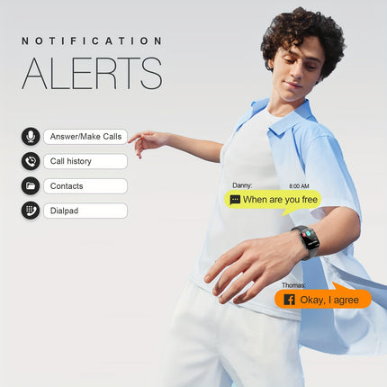Waterproof Smart Watch With A 2.01-inch Full Touch Screen Display, Message Notifications, Calls,