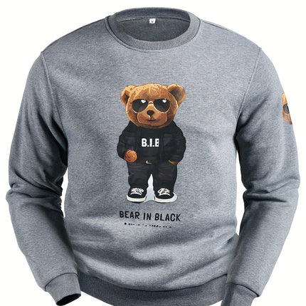 STAY WILD Print Trendy Sweatshirt, Men's Casual Graphic Design Crew Neck Pullover Sweatshirt for Fall Winter