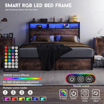 Bed Frame Available in Full, Queen, And King Sizes Featuring Four Storage Drawers