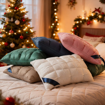 2pcs Fluffy Sleep Pillows | Adult Family Hotel Gift, 100% Polyester Fiber, Moderate Support,