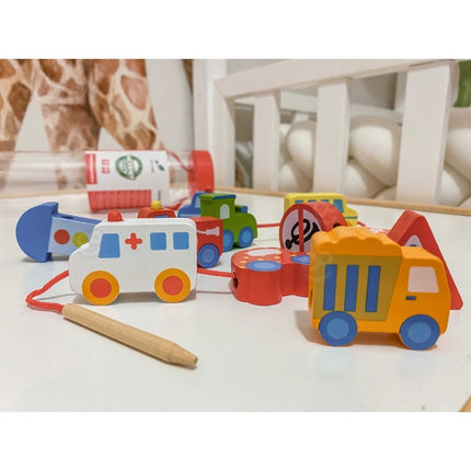 Car Shaped Wooden Threading Blocks 