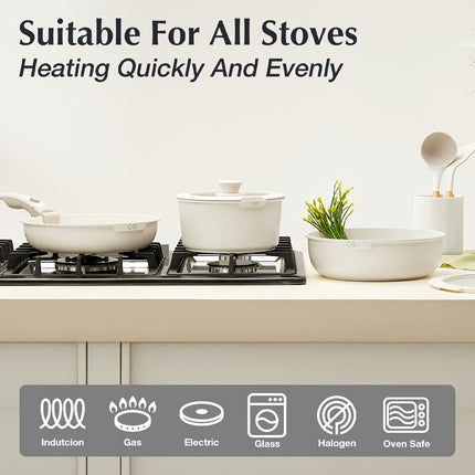 17pcs Cookware Set With Detachable Handle, Nonstick Pots And Pans Set With Removable Handle,