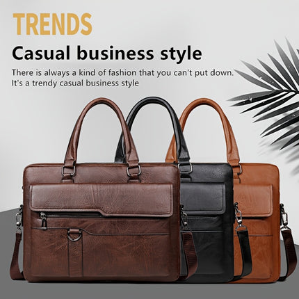 Men'S Briefcase, High-End Shoulder Bag, Stylish Crossbody Computer Bag, Large Capacity Document Bag