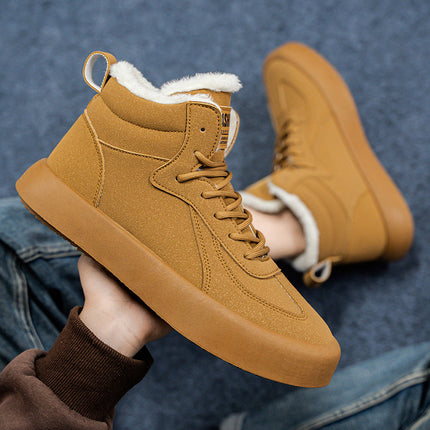 Men's Winter Warm Mid-Top Sneakers Slip-Resistant Traction Tread