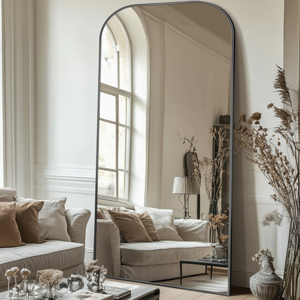 71"x32"&76"x34" Floor Mirror Freestanding, Arched Floor Standing Large Mirror Full Body Mirror