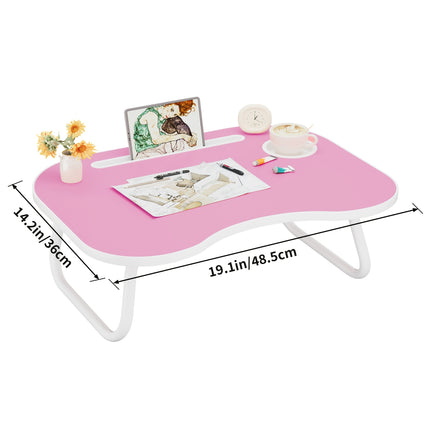 Foldable Laptop Lap Desk with Cup Holder and Drawer - Portable Dining Bed Tray, Suitable for Dining, Writing,