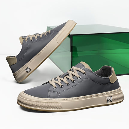 Men's Fashion Sneakers - Comfort Inner with Faux Insole - Fabric Upper Low-Top Shoes - Solid Color and Lace-Up