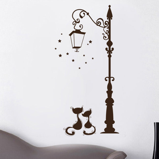 Removable Transparent Living Room Bedroom Decoration Wall Stickers For Cats Under Street Lights
