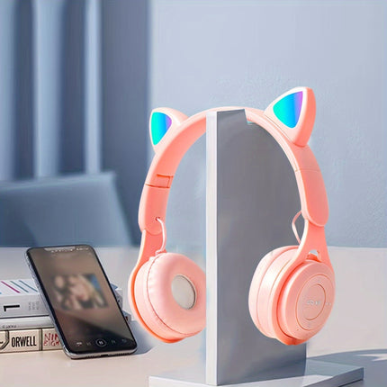 1pc Cute Glowing Cat Ear Headband Headphones Wireless, Long-Lasting, Multi-Color Options