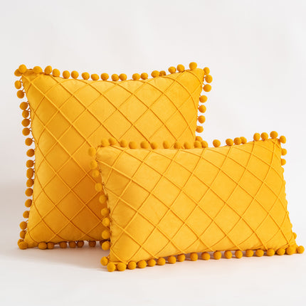 Velvet Solid Color Diamond Tassel Pillowcase