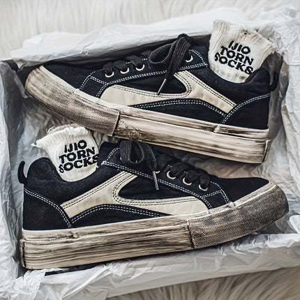 [sneakers] 2024 Autumn And Winter New Vintage Distressed Canvas Shoes for Men, Skate Shoes