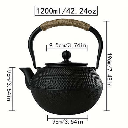 Cast Iron Teapot with Removable Stainless Steel Infuser - Classic Elegant Design,