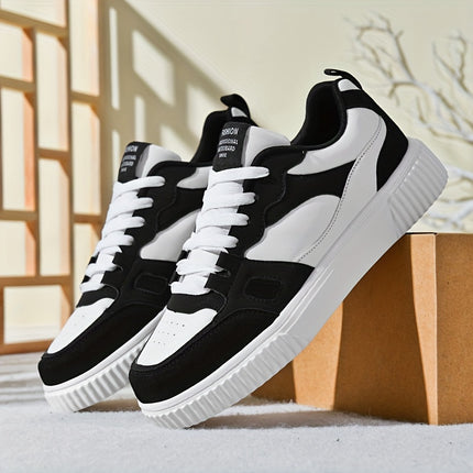 Men's Trendy Solid/Colour Block Skate Shoes, Comfy Non Slip Casual Lace Up Sneakers For Men's Outdoor Activities