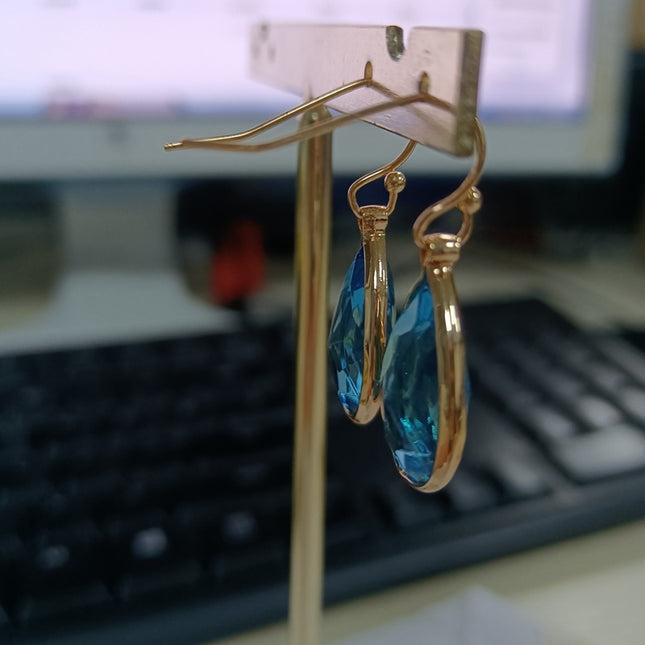 Women's Fashion Blue Crystal Drop Shape Earrings