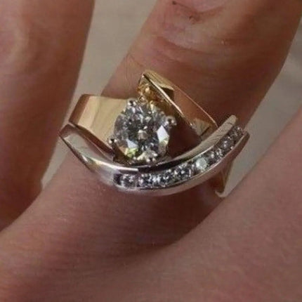 Personalized Creative Zircon Ring European And American 18K Gold Plated