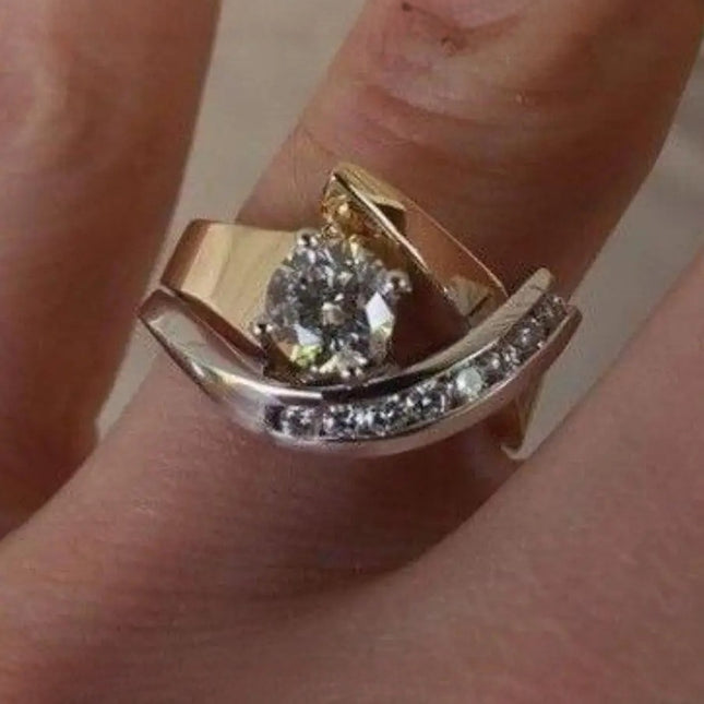 Personalized Creative Zircon Ring European And American 18K Gold Plated