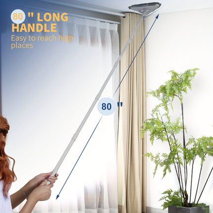 80-Inch Extra-Long Ceiling & Floor Mop Set with 6 Reusable Pads