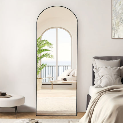 Mirror with Stand - Aluminum Alloy Thin Frame Floor Standing, Leaning or Wall-Mounted, 2 Sizes,