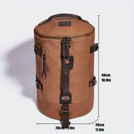 Fashion Canvas Korean-Style Backpack, Large Capacity Travel Bag, Street Outdoor Men's Casual Cylinder Bag,