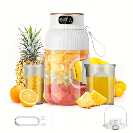 Juicer, Large Capacity 1200ml, with Straw and Type-C Charging Cable, 10-Blade Cyclone Design for Juice