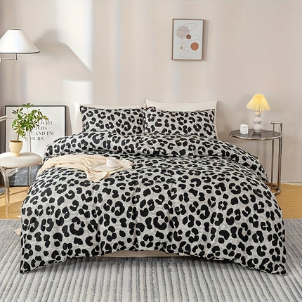 3pcs Leopard Print Duvet Cover Set - & Animal Print, Zipper Closure, Machine Washable