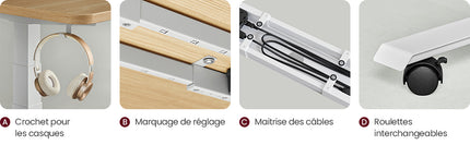 VASAGLE Height-Adjustable Electric Desk, Table Frame, Double Motor, 3-Way Telescopic Legs, Memory Function