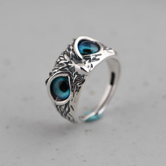 Fashion Vintage Demon Eye Owl Ring For Women  Retro Animal Ring Silver Color Jewelry
