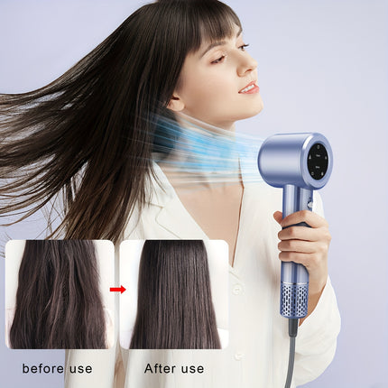 EU Plug Fast Drying Hair Dryer, Negative Ionic Fast Dry Low Noise Blow Dryer, with LED Digital Display Screen,