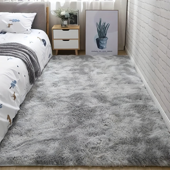 A 0.6MM High-Density Rebound Sponge Material, One Gray Tie-Dye Fluffy Soft Living Room Carpet,