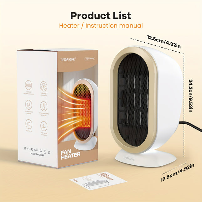 Electric Heater With Thermostat, 1200W PTC Fast Heating