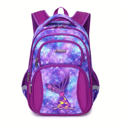 Kids' Backpack, Cute Cartoon Korean Style, Multi-Layer Lightweight Durable, Polyester Lined