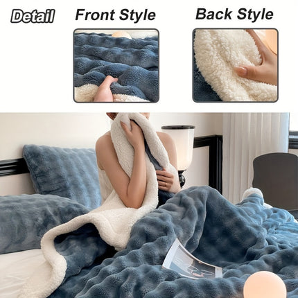 1pc Large Size Double Layer Thickened Blanket/Quilt for Winter Bed Faux Rabbit Fur Flannel Blanket