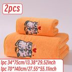 ZW722 Yellow Valentine Kitten / 1 pc 34*75cm+1 pc 70*140cm