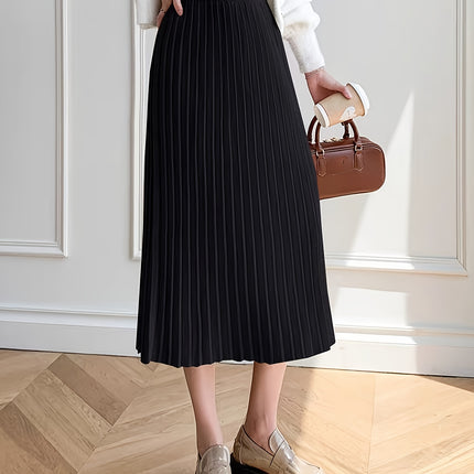 Ladies' Autumn/Winter New Arrival, Elegant High-Waisted A-Line Pleated Skirt