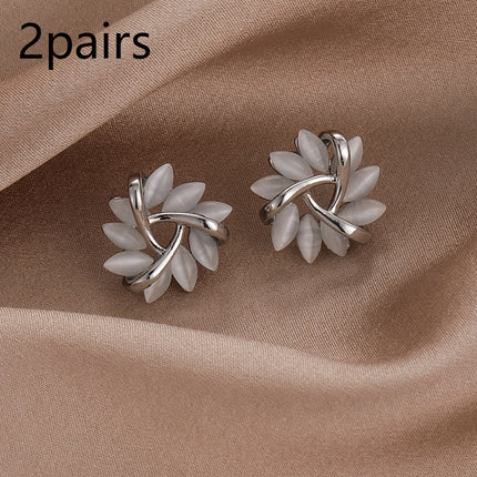 S925 Silver Needle Geometric Triangle Opal Stud Earrings Women