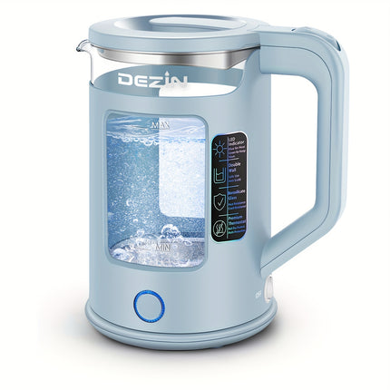 [LED Glass Electric Kettle] 1.5L Borosilicate Glass Electric Kettle with Blue LED Light