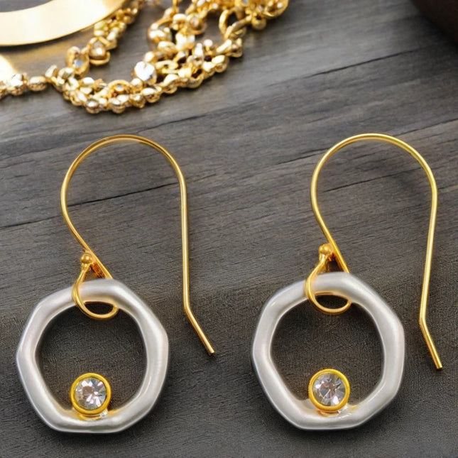 Irregular Circles Eardrops Rhinestone Sweet