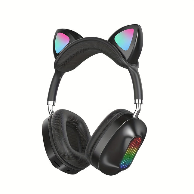 Wireless Headphones Headband Light Up Cat Ears Bass Heavy Wireless Headphones-Multi-color-1pc