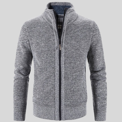 Men's Solid Color Stand Collar Cardigan Jacket