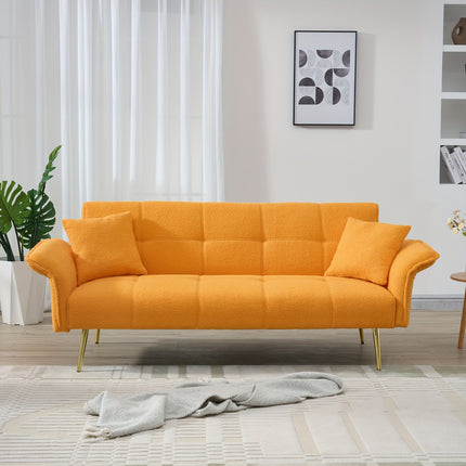 Sofabed With Adjustable Arms And Backrest in Teddy Fleece